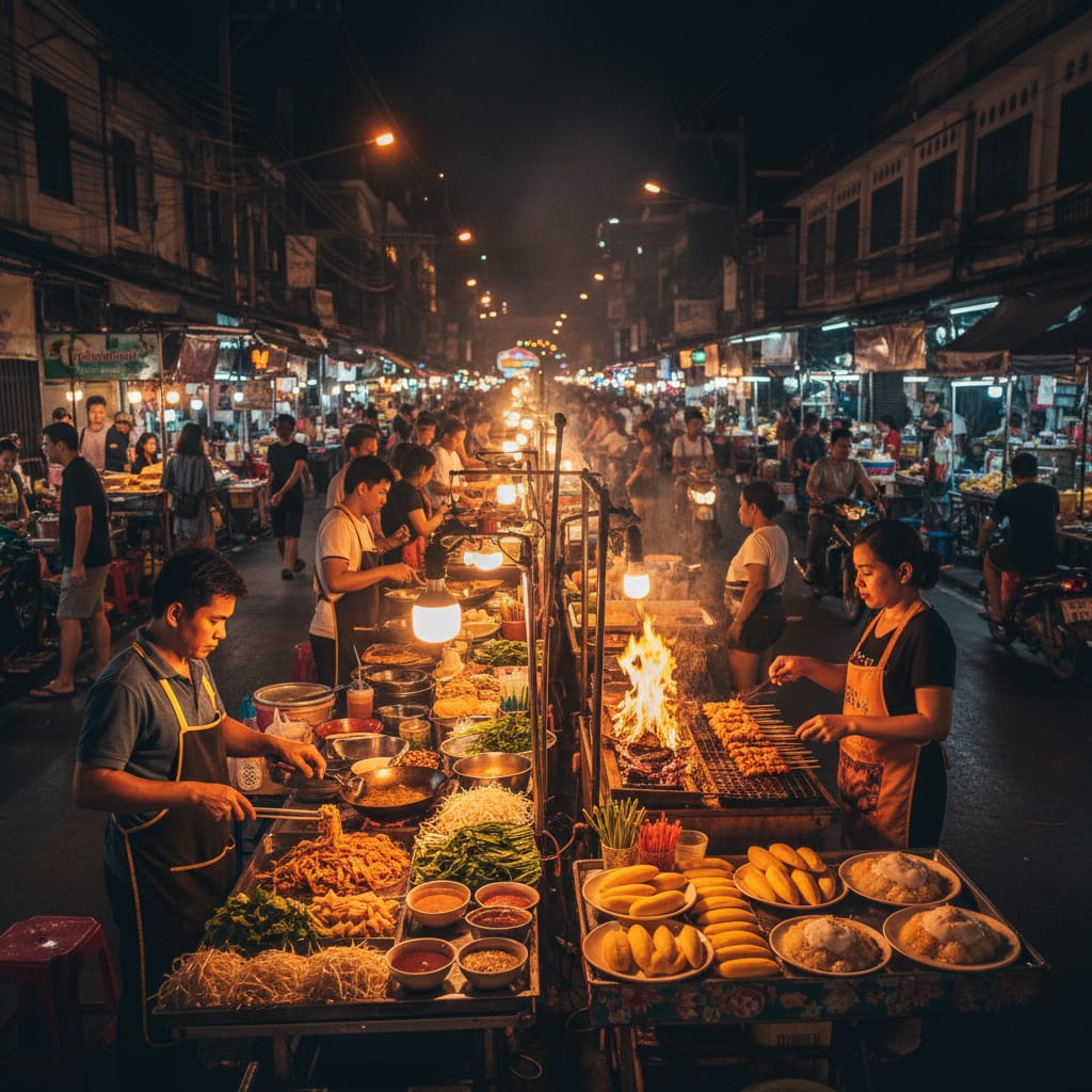 อาหารข้างถนนกรุงเทพ: รสชาติที่เต็มเปี่ยมในทุกเช้าเย็น